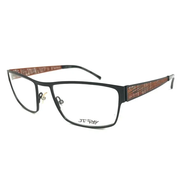 J.F. Rey Eyeglasses Frames JF2586 0060 Matte Black Orange Woven 55-18-145