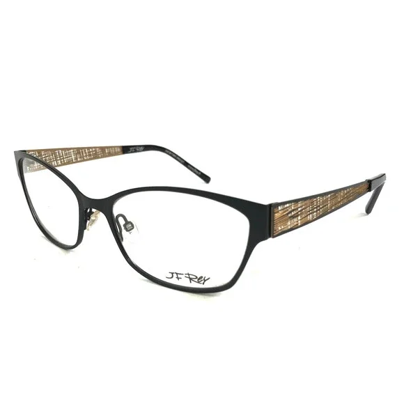 J.F. Rey Eyeglasses Frames JF2588 0055 Matte Black Gold Woven Ribbed 54-16-140