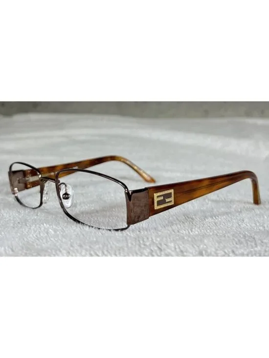 Fendi F878 705 Bronze Full Rim Metal Rectangular Eyeglasses Frames 52-17-135