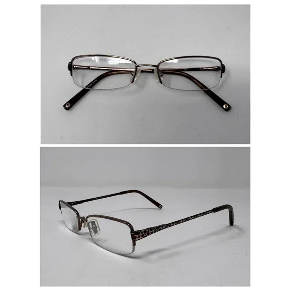Coach Moira 1010 Eyeglass Frames Only 50-16-135 Metallic Half Rim Authentic