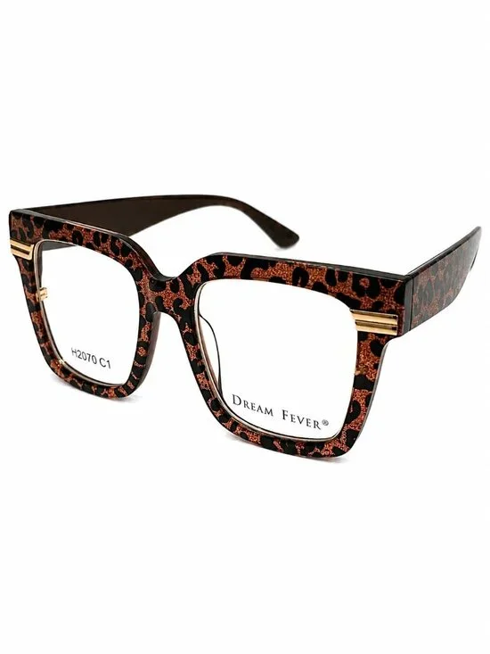 Dream Fever H2070 C1 Leopard Print Square Eyeglass Frames 50-19-145