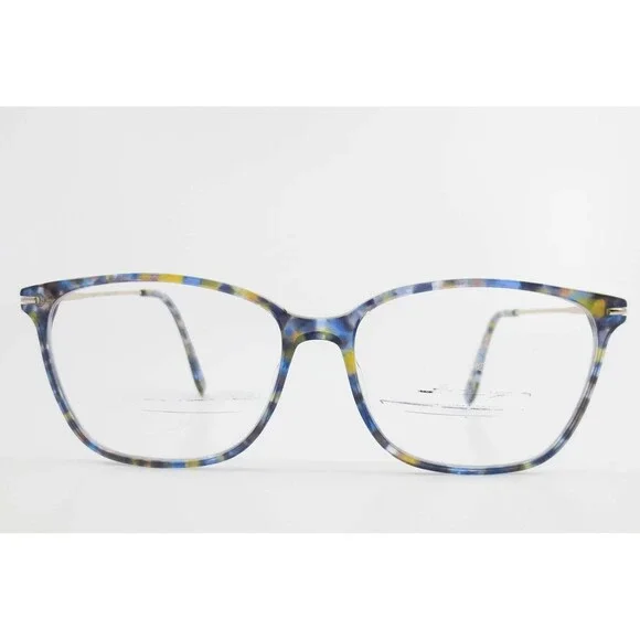 CM 202224 BL Blue Yellow Tortoise Rectangular Eyeglass Frames 54-14-140