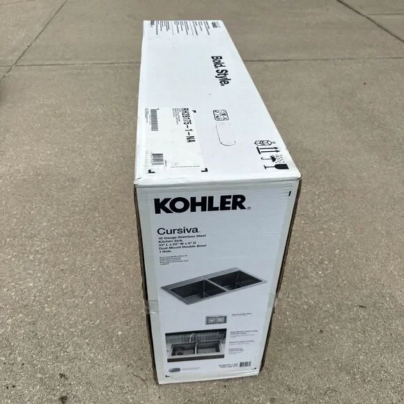 KOHLER Cursiva Stainless 33 in. Double Bowl Drop-in or Undermount Kitchen Sink