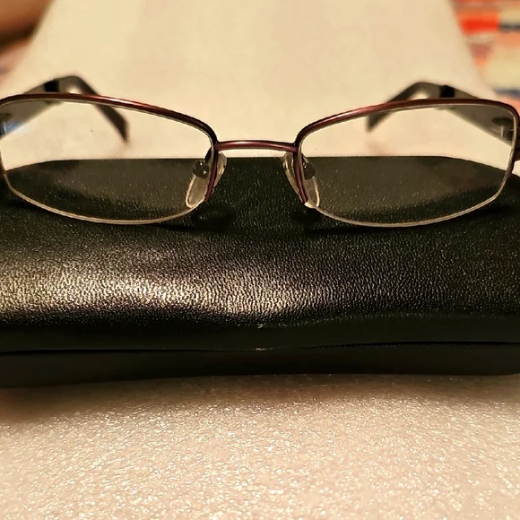 Sleek Dark Metal Rectangular Glasses demo frames only half rim