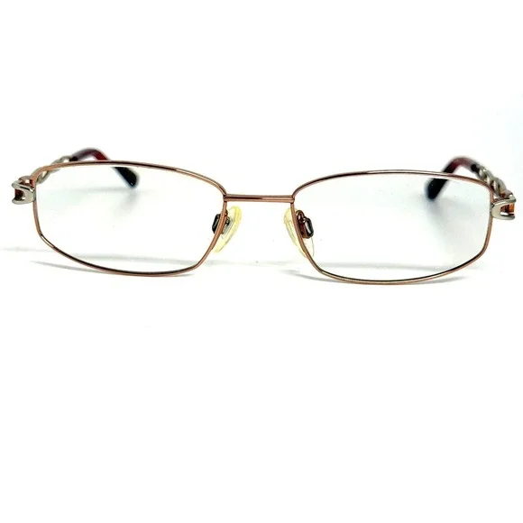 Charmant Titanium Eyeglass Frames Rose Gold Silver Rectangular CH10860 PK 50mm