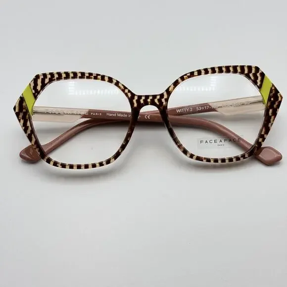 Face a Face Eyeglasses Frame WITTY 2 6300 Checkered Tortoise Handmade 53-17-140