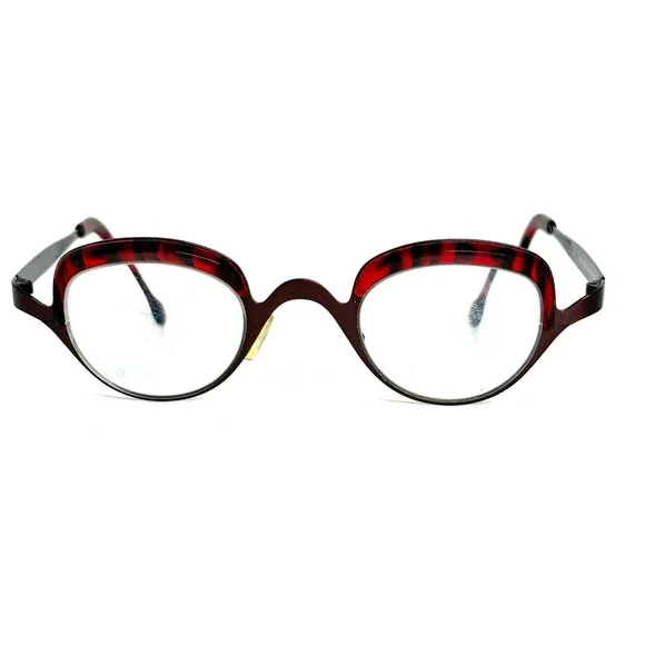 Theo Iti Eyeglasses Frames Belgium Burgundy Tortoise Shell Round Cat Eye‎ 63