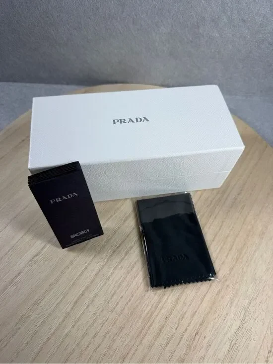 Prada White Presentation Box with Black Microfiber Cloth and Booklet