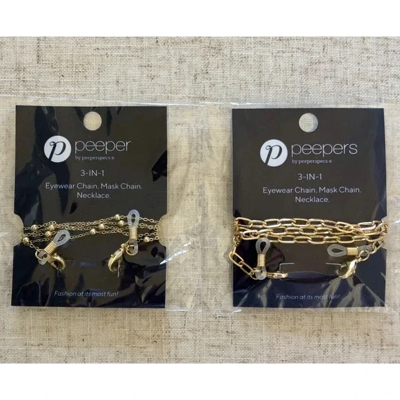 New 2 Peepers Gold Eye Glass Chain Holders