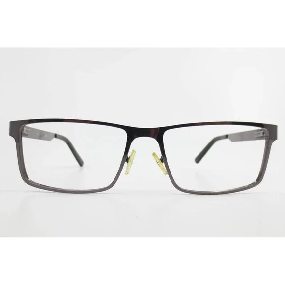 Modern Rectangular Gunmetal Metal Eyeglass Frames MM 610 57-17-145 Mens Womens
