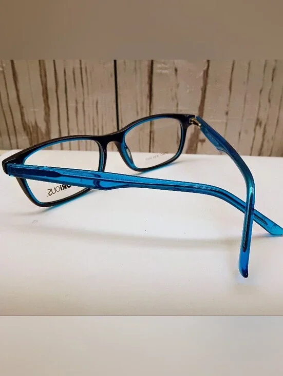 NEW Rx'able Eyeglass Frame, black/blue VICTORIOUS, Petite glasses 50-15-135