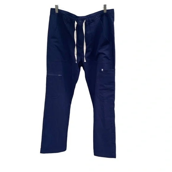 Figs Medical Mens Scrub Pants Navy Blue, Zipper and Button Closure Pockets SZ LS