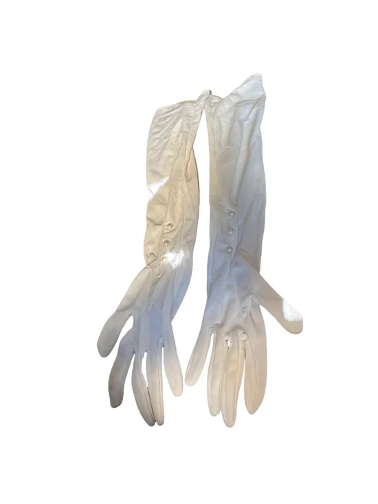 Women's Unbranded White Pearl Accent Long Evening Gloves One Size