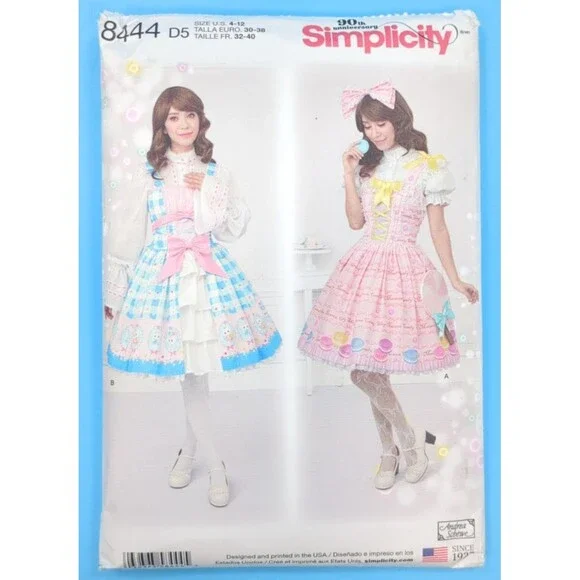 Simplicity 8444 Lolita Dress Sewing Pattern Andrea Schewe Womens 4-12