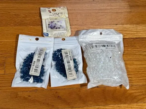 Mixed Faceted Glass Bead Lot Blue Clear Pink Purple 8mm + Swarovski 4mm Bicone M