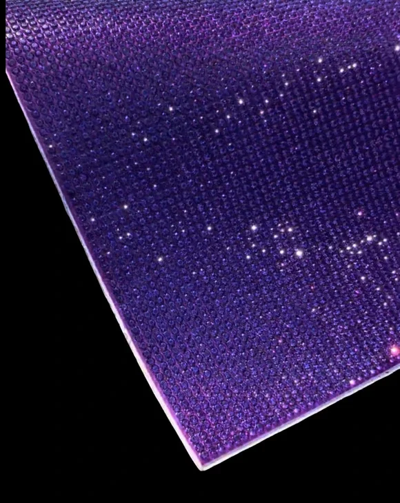 💜 Dark Purple Self-Adhesive Rhinestone Sheet 8 x 4.75 Inch Bling