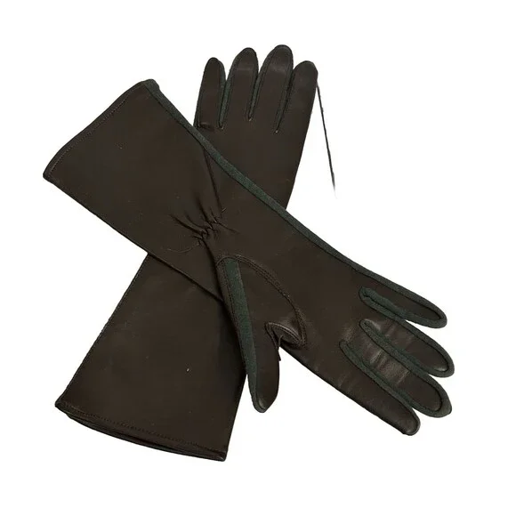 Vintage Opera Length Long Gloves  Party Plain  Evening Vinyl Gloves Brown Japan
