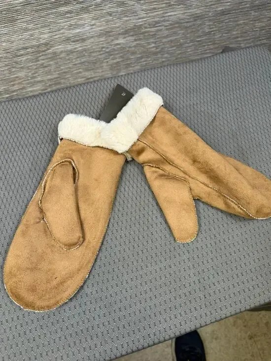 Hot Paws Mittens Womens Size L/XL Brown Faux Fur Lined Insulated Winter Gloves