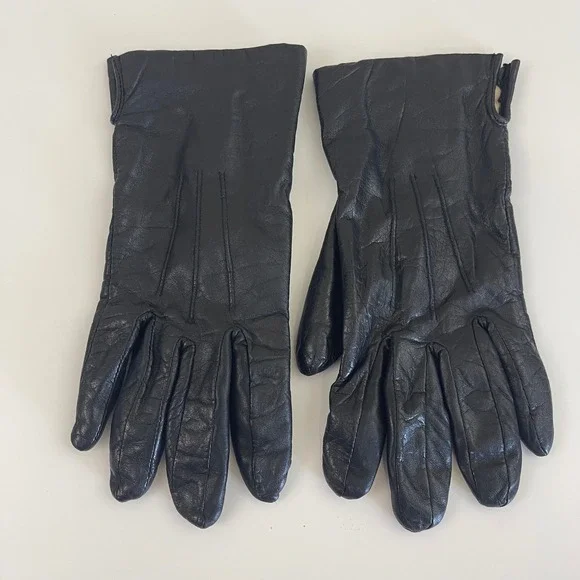 Lands End Leather Gloves Womens L Black Thinsulate‎ Thermal Classic Quiet Luxury
