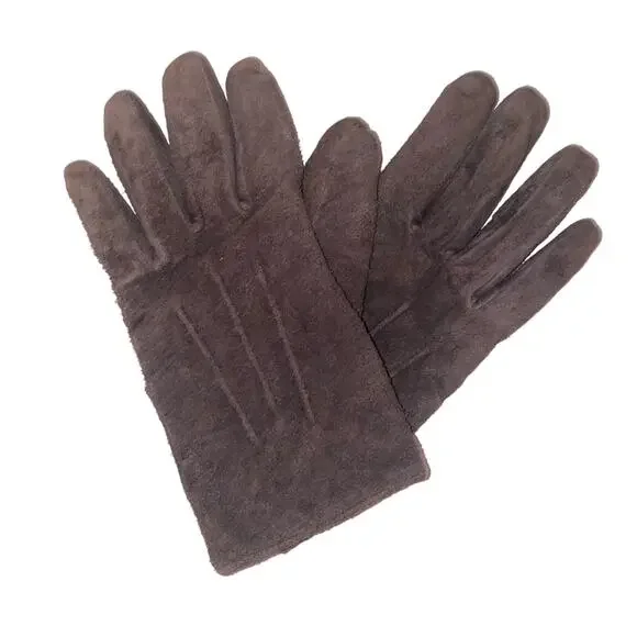 Brown Genuine Suede Gloves M/L Soft Lined Winter Cold Weather Classic