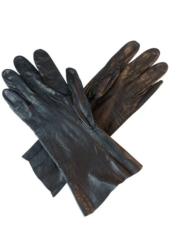 Vintage Stetson Black Leather Gloves Soft Supple Womens Size 8 Estate Elegant
