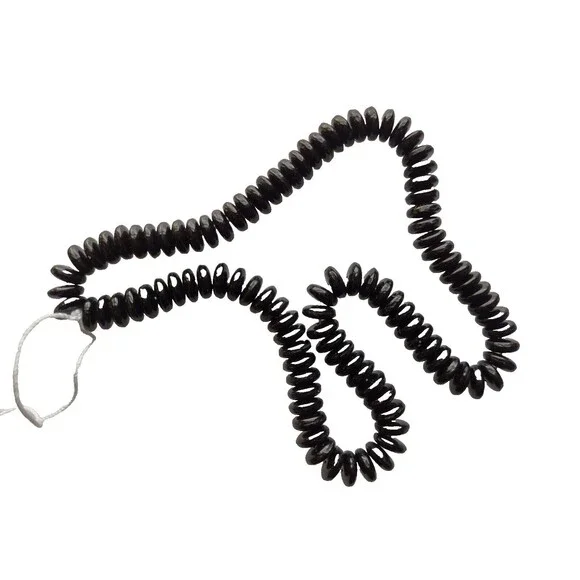 (100) Vintage Jet Black Round Wafer Shape Czech Beads Jewelry Crafts NOS 6mm