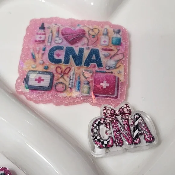 CNA Nurse Flatback Focal Bead Badge Keychain Craft Acrylic Medical Flats Planar