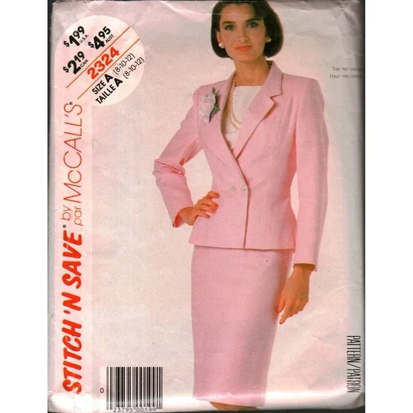 McCalls 2324 Sewing‎ Pattern Misses Jacket and Skirt Suit Set Size 8  cut