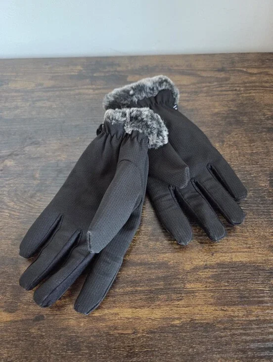 32⁰ Weatherproof Women's Winter Gloves Black Fur Trim Medium Outdoor Snow Skiing