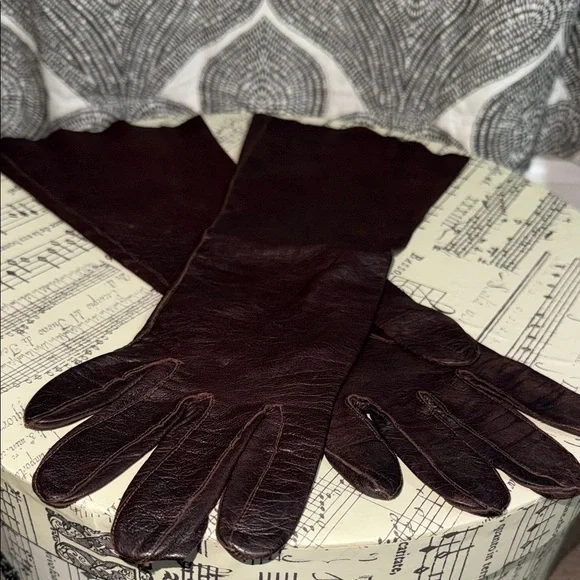 Dark Brown Lambskin Leather Gloves