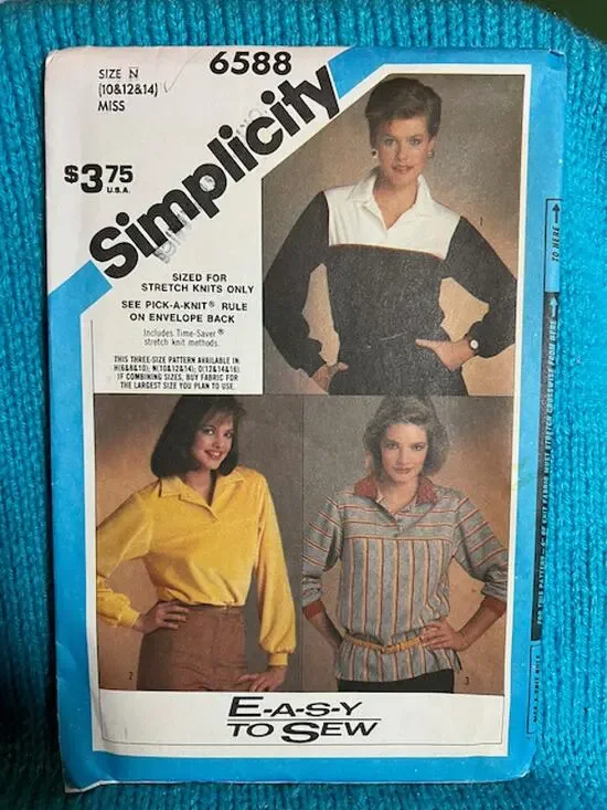 Simplicity 6588 pattern polo top size 10 12 14