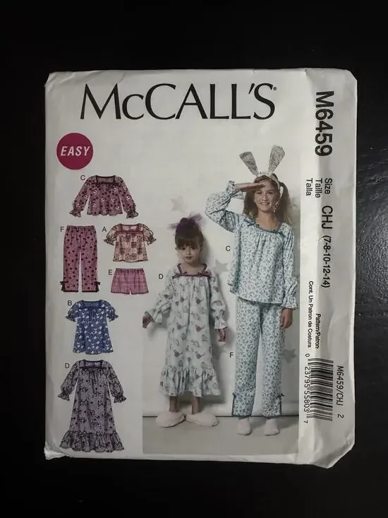 McCall's M6459 Sewing Pattern Child's Size 7-14 Pajamas Uncut & FF