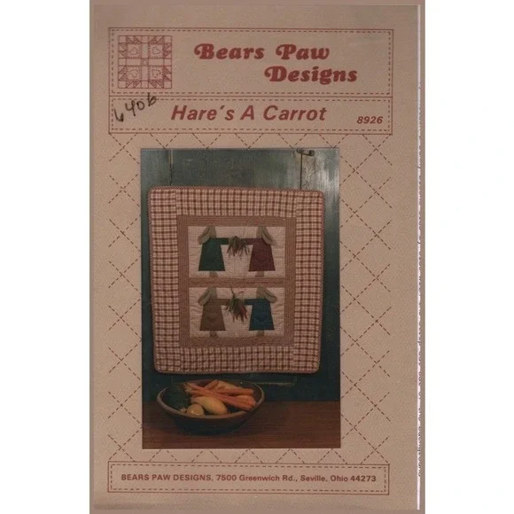Bears Paw Designs Hares‎ A Carrot Quilt Pattern 8926 Bunny Rabbit Wall Hanging