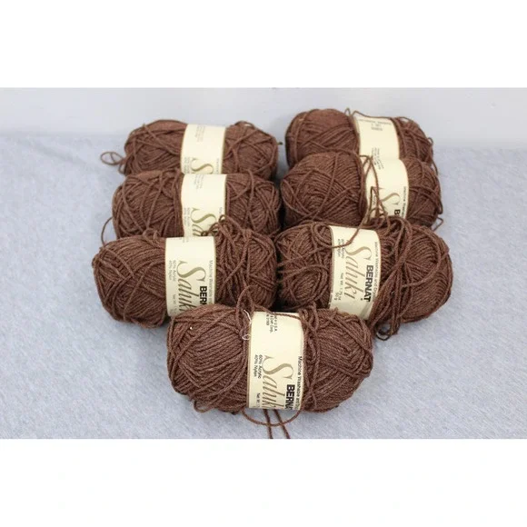 Bernat Yarn 1.75oz Brown Saluki Random Mahogany Acrylic Nylon 7 Skeins