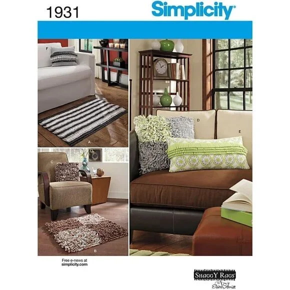 Simplicity Sewing‎ Pattern 1931 Pillows Rugs Home Interior Decor