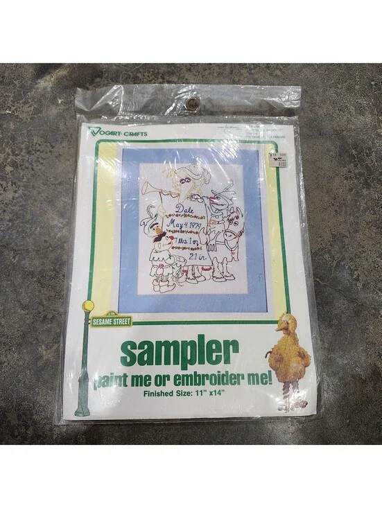 SESAME STREET Birth Announcement Vogart Crafts #9461 PAINT OR EMBROIDERY New