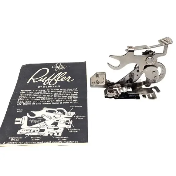 SINGER Vintage Ruffler Sewing Machine Attachment 1 6 12 Stitch Metal Foot Pleat
