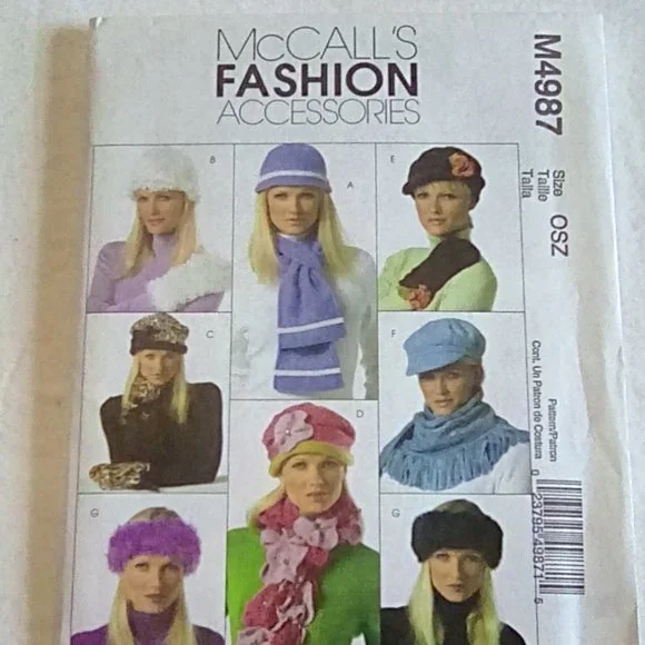 McCall's M4987 Fashion Accessories, hats, scarves