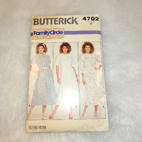 Butterick 4702 Vintage size 16 drop Waist dress, new and uncut
