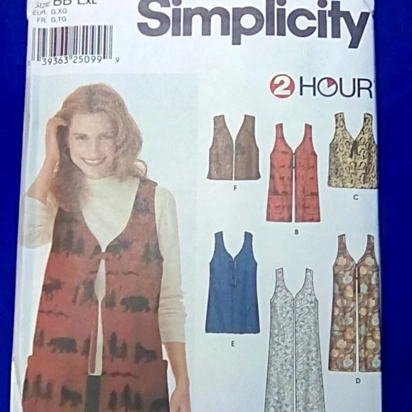 Simplicity 9819 2Hr Lined Vest Size L-XL