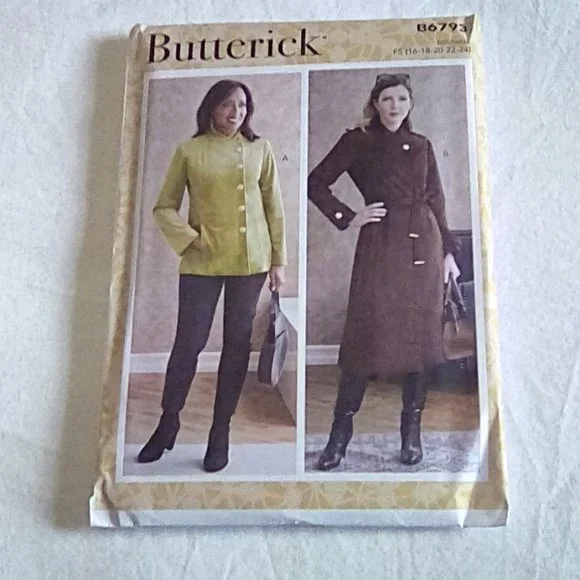 Butterick Misses Jacket Coat & Belt Size 16-24