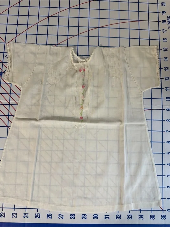 Antique 1920s Baby Shirt Hand Embroidered Batiste Heirloom Sewing Pintucks