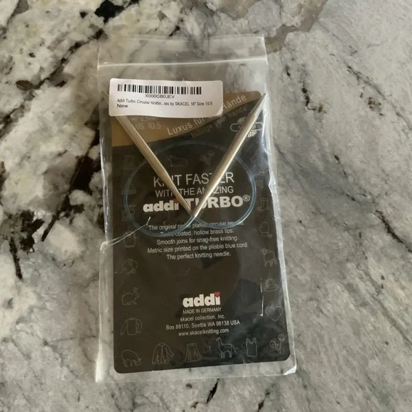 Addi Turbo Nickel Plated Circular Needle - 16”, US10.5