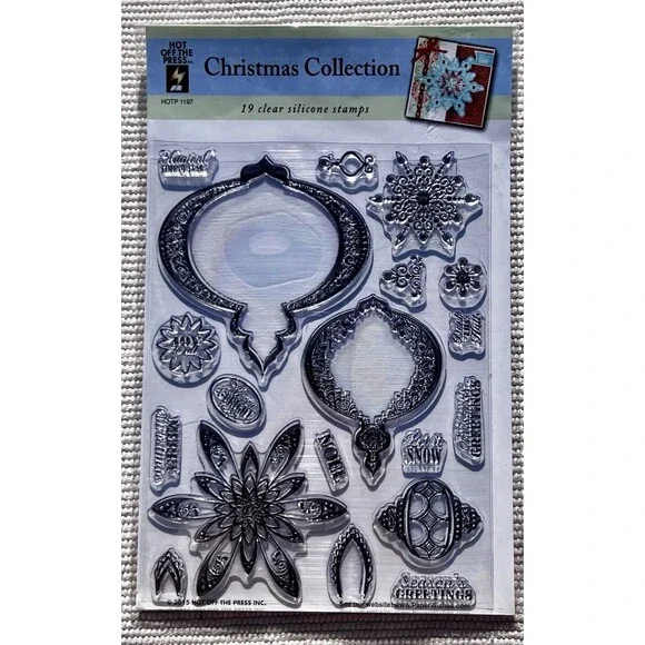 Christmas Collection Silicone Stamp Set NEW Hot Off The Press 1197 Ornaments Etc