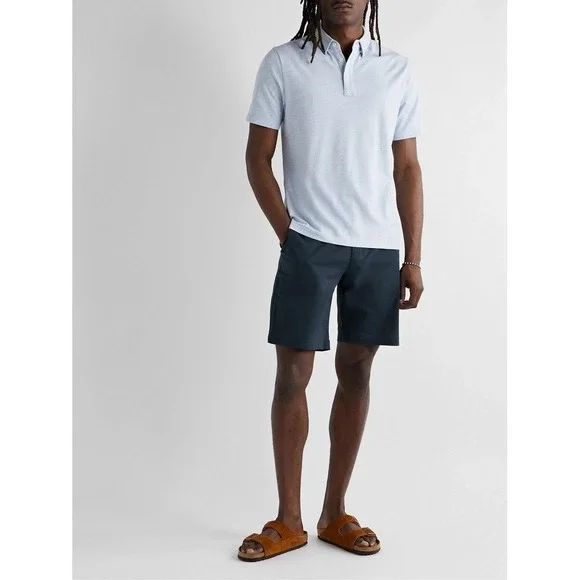 Faherty Movement‎ Straight Leg Organic Cotton COOLMAX-Blend Chino Shorts Blue 29