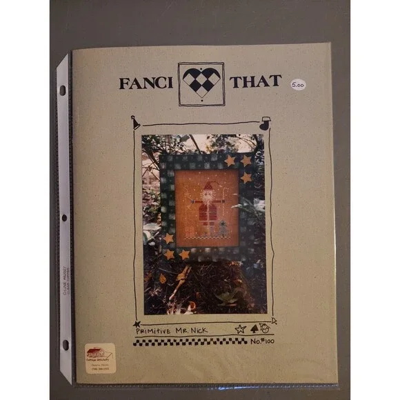 Fanci That Primitive Mr Nick Cross Stitch Pattern Chart Folk Art Santa 1995 OOP