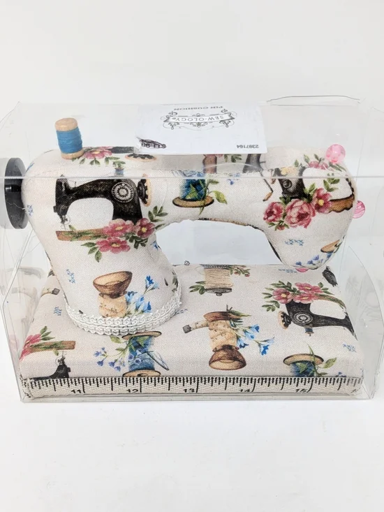 Sewology Decorative Sewing Machine Pin Cushion in Beige Floral Print