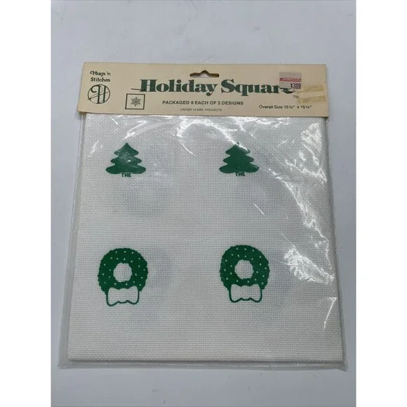 Hugs 'n Stitches Christmas Cross Stitch Pattern Ornaments Pillows Jar Tops NOS