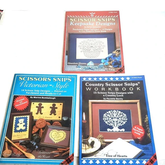Country Scissor Snips Workbook Lot 3 Victorian Keepsake Vintage NOS