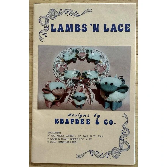 Krafdee & Co. pattern Lambs‎ 'N Lace, lamb heart wreath tiny hanging vintage